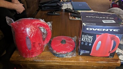 Ovente Electric Water Kettle 1.7 Liter Water Boiler LED 1100W BPA-Free Red KP72R