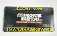 Stockdale Black Chrome Metal Iowa Hawkeyes Football License Plate Frame NEW