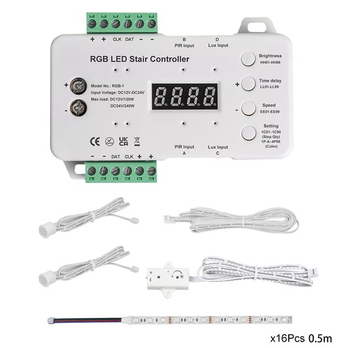 RGB LED Stair Lighting Controller Full Kit Daylight/Motion Sensor Main Wiring - Picture 2 of 14