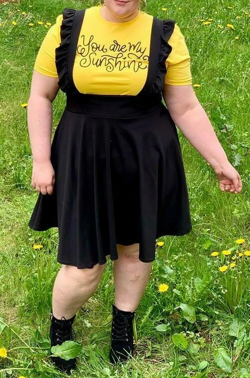 Plus size black pinafore cheap
