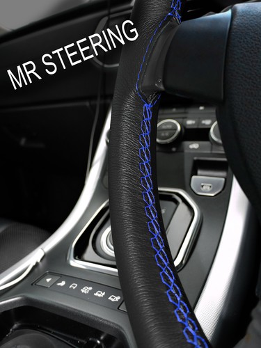 FOR 1993-06 RENAULT TWINGO MK1 LEATHER STEERING WHEEL COVER R BLUE DOUBLE STITCH - Picture 3 of 3