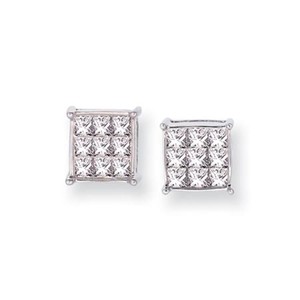 14kt White Gold Princess Cut Diamond Earrings Studs Screw Back Ebay