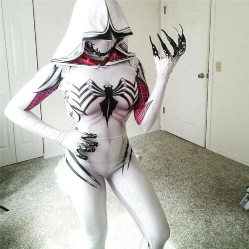 Platillo Imaginación Refinería Nuevo Dama Veneno Spider-Man Gwen Stacy Halloween Cosplay Disfraz Zentai  con capucha | eBay