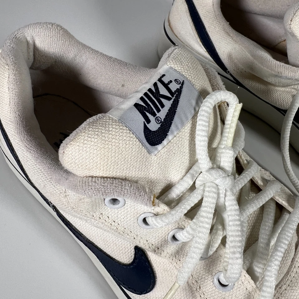 Винтажный Nike 305685-142 белый холст темно-синий логотип Swoosh туфли молодежи 5,5 - Изображение 3 из 4