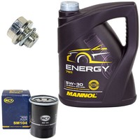 MotoröL Set 5W-30 5 Liter + ÖLfilter SM 104 + Schraube FüR Hyundai Mitsubishi
