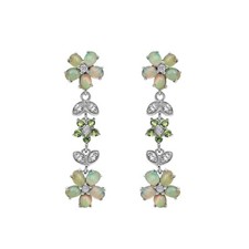 Wedding 925 Sterling Silver Ethiopian Opal Dangle Earrings Peridot Topaz Jewelry