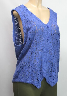 Cotton U.S.A. Trader Rick's Women's Vest Sleeveless Blue Size L