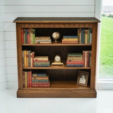 Ercol Low Wide Bookcase 2 Shelves Golden Dawn Finish Mural FREE UK Delivery*