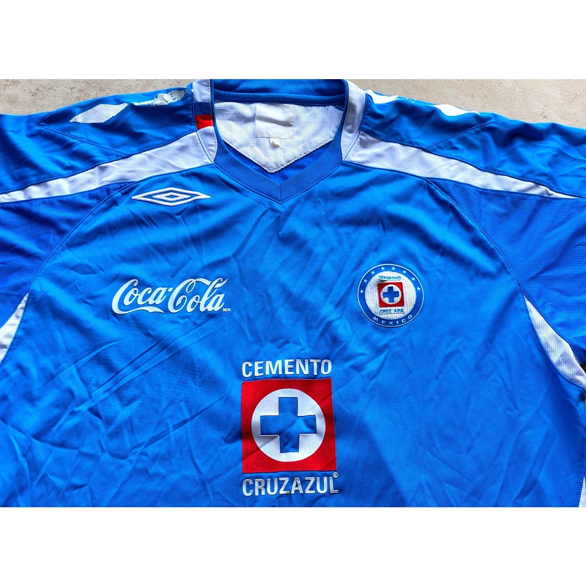Cruz Azul Mexico 2008-2009 UMBRO jersey XL blue home white FMF football vintage