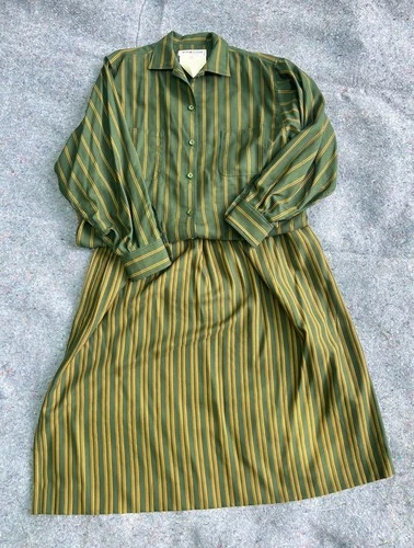 YSL Rive Gauche Wool Striped Shirt Dress & Skirt 198 1980s vintage concert t-shirt, vintage, single stitch, B+ condition