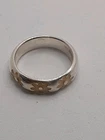 Flower Ring Cream Enamel Daisy size K 1/2 Vintage 925 Silver Jewellery Y2K NOS