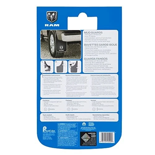 Dodge Ram White Logo Easy Fit 15" Mud Guard - Set of 2 - Image 3 of 4