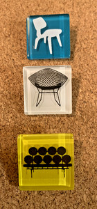  Mid-Century Modern Furniture Icons - Set of 3 Glass Pins