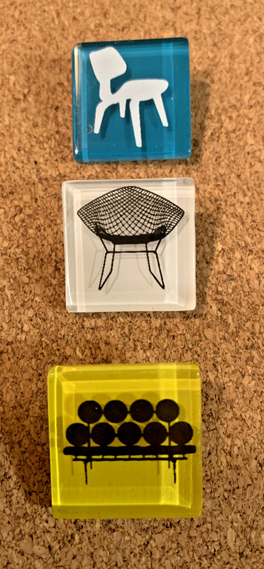  Mid-Century Modern Furniture Icons - Set of 3 Glass Pins