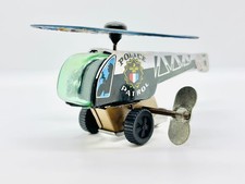 Vintage Tin Helicopter Wind Up Toy Japan Police Patrol Working Propeller