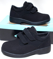 Mens Apex Shoes 9 X-Wide 1200X09 Black Stretch Strap Diabetic Shoe No Insoles