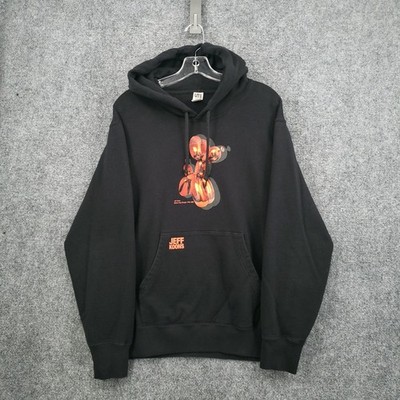 Uniqlo Jeff Koons Hoodie Men L Large Black Sweatshirt Fleece Balloon Dog Graphic
