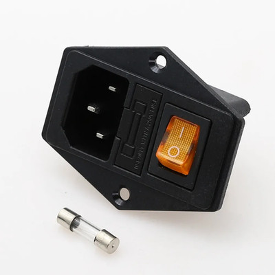 IEC320 C14 Power Inlet Socket 10A 250V Rocker Switch Fuse Holder 3 Pin