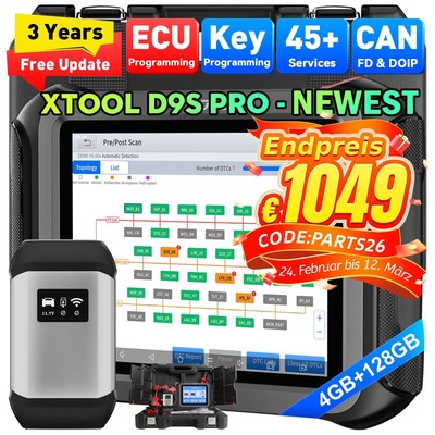 XTOOL D9S PRO KFZ OBD2 Diagnosegerät Scanner ECU Coding Key Programmier Topology
