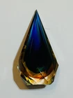 MURANO GLASS ALESSANDRO MANDRUZZATO SOMMERSO FACETED TEARDROP PAPERWEIGHT RARE
