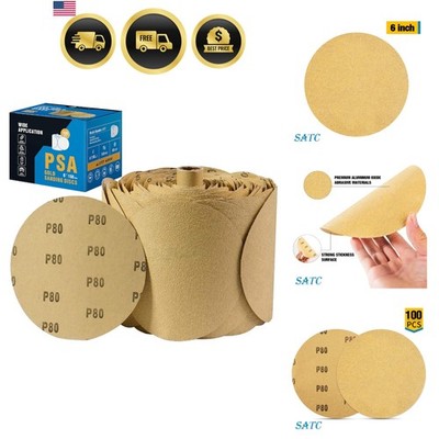 Sanding Discs 6 Inch 80 Grit 100PCS Adhesive Backed Auto Body Wood Metal