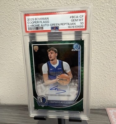 Bowman Chrome Cooper Flagg Green Reptilian Refractor Auto 63/99 PSA 10 BCA-CF