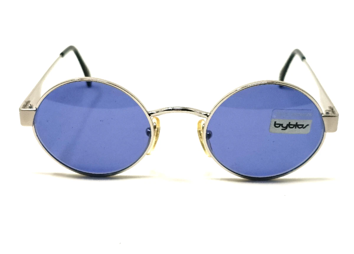 Occhiali Da Sole Oversize Vintage Anni '70 Cat Eye, Montatura Argento Lenti Blu SPEXX