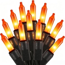 Orange Halloween Lights, 100 Count, Incandescent Mini Halloween String Lights Ou