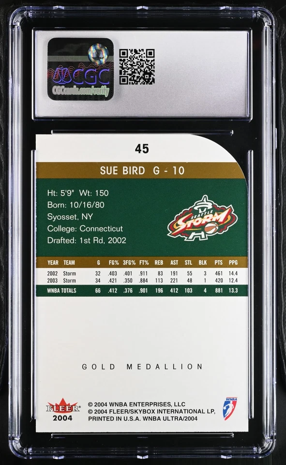 2004-05 Fleer Ultra WNBA Gold Medallion #45 Sue Bird CGC 9 Seattle Storm UCONN - Image 2 of 2