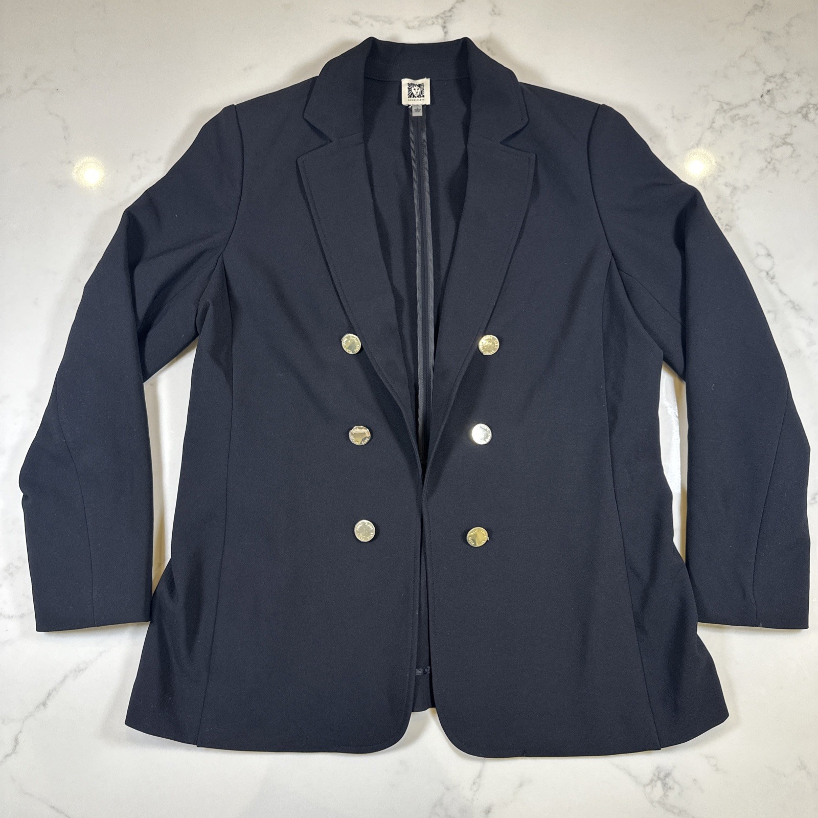 Anne Klein Women’s Size L Black Double Breasted Blazer Jacket NWOT Shoulder Pads