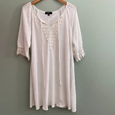 Anthropologie Naif Tunic Dress Gauzy Boho Lace Womens Medium White Resort