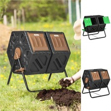 Dual Chamber Rotating Composter, 130L Compost Bin with Ventilation Openings