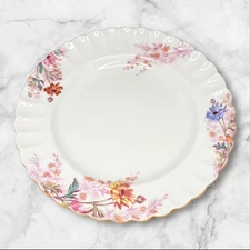 Spode Chelsea Garden Mustard Trim Dinner Plates | Set of 4 | Excellent