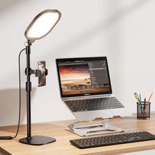 Desk Ring Light with Stand and Phone Holder, 3000K-6500K Adjustable Computer ...