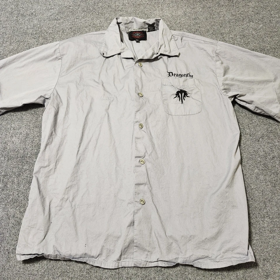 Dragonfly Roadhouse Shirt Mens Grey 2XL Button Up - Image 3 of 4