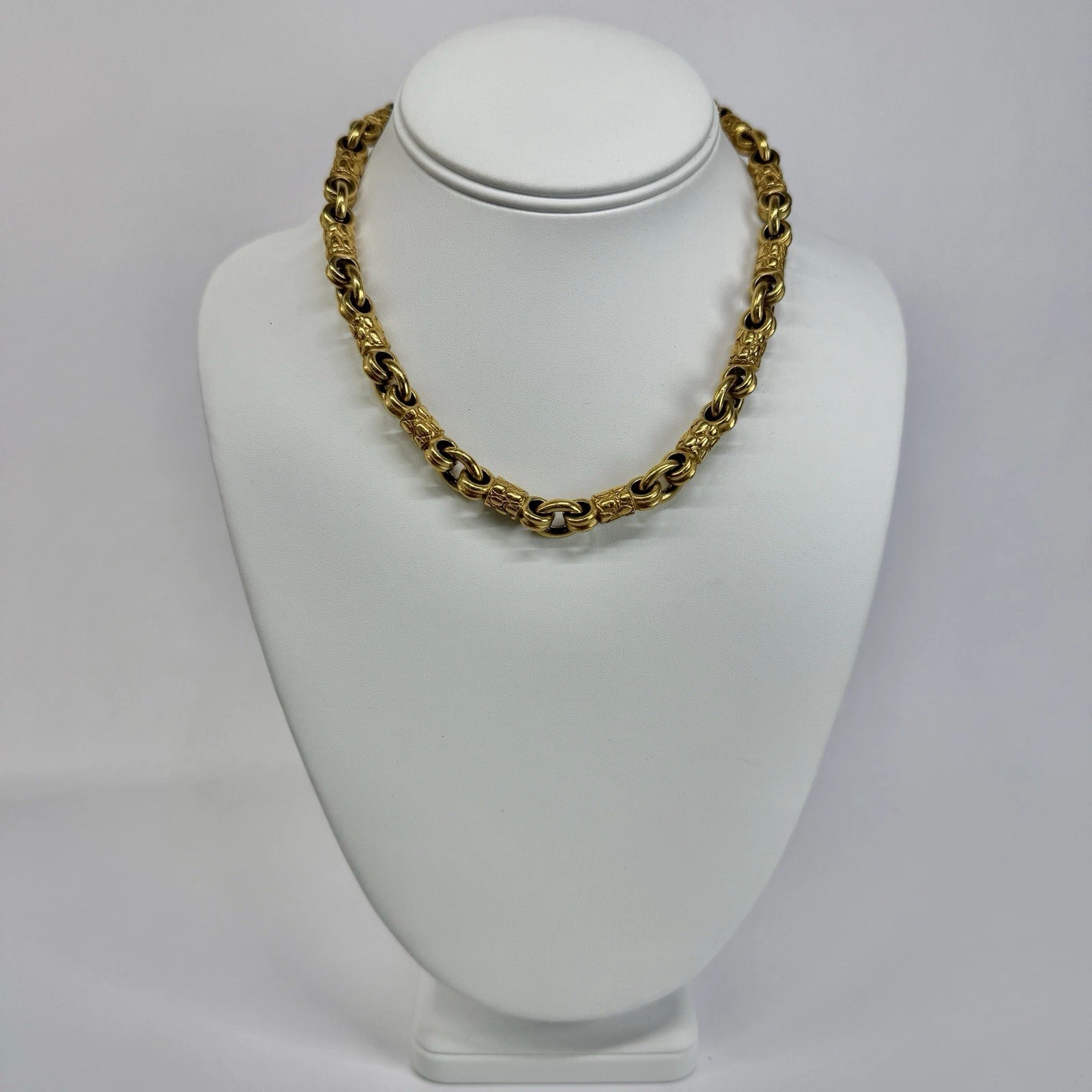 Elegant Alligator Clasp Heavy Choker Gold Tone Vintage Necklace Jewelry N465