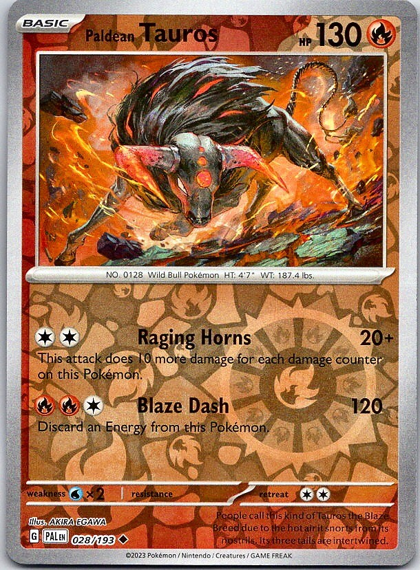 Paldean Tauros - Paldea Evolved (NM) Reverse Holo 28/193 Fire