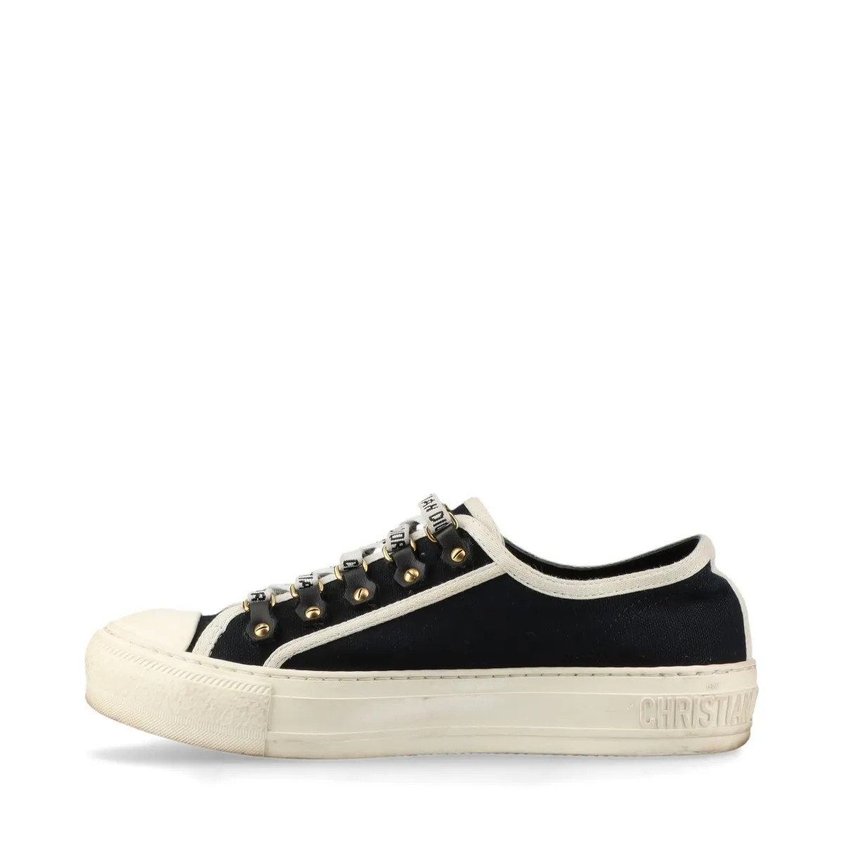Christian Dior WALK'N'DIOR Canvas & Leather Sneakers 36 Ladies' navy x ivory DC0 thumbnail 4