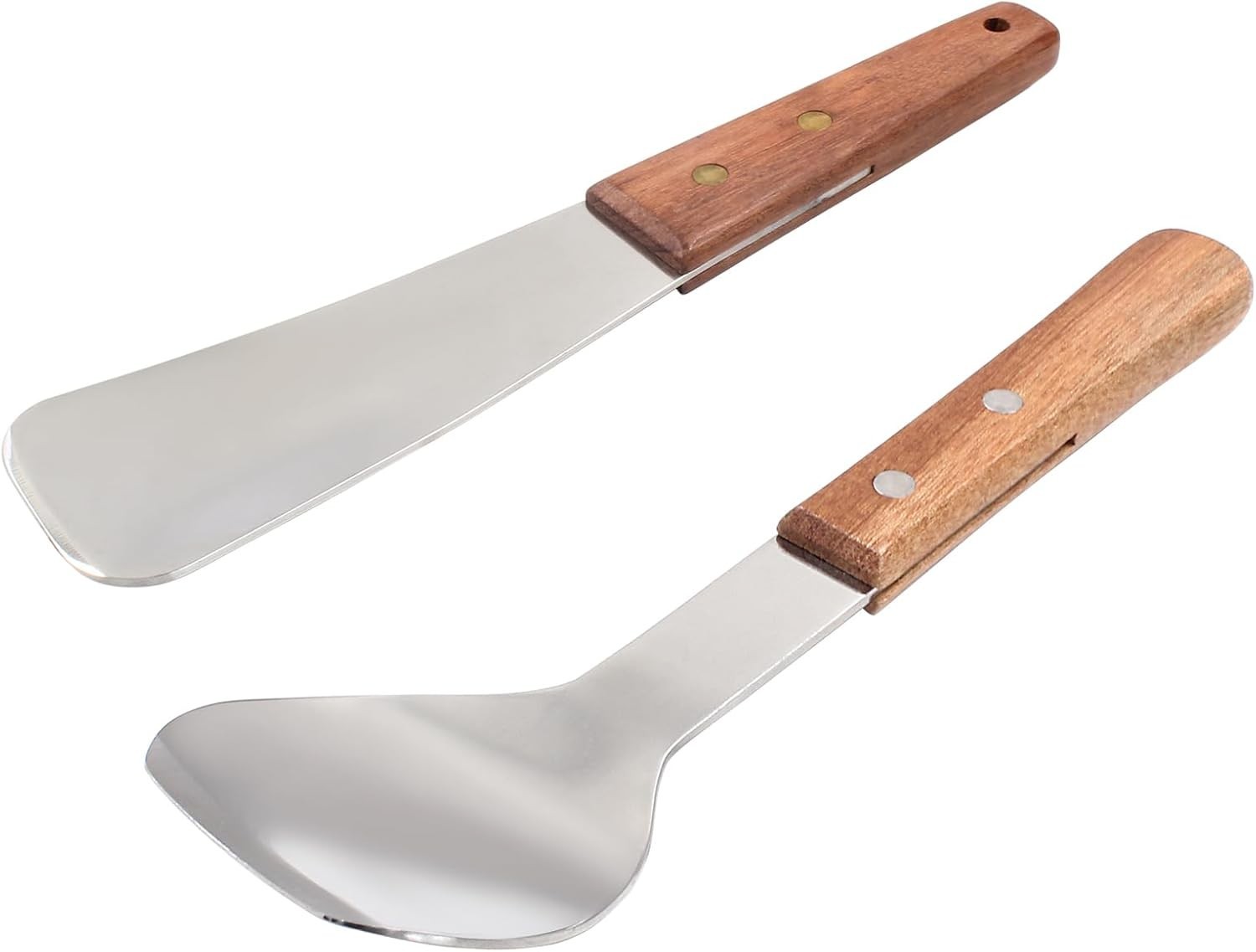 Pala cucharada de helado de 2 piezas, pala de helado de acero inoxidable con mango de madera