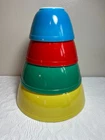 VINTAGE PYREX PRIMARY COLORS GLASS NESTING MIXING BOWL SET 401 402 403 404