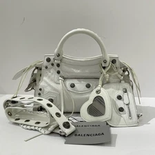 Balenciaga Neo Cagole City White Mini Motorcycle Bag Handheld Almost Brand NEW