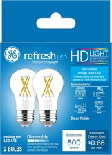 Lighting Refresh LED Light Bulbs, 60 Watt Eqv, Daylight HD Light, A15 Ceiling Fa