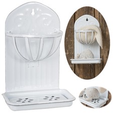 Nostalgie Seifenschale Emaille Weiß 2-tlg Seifenablage Wandmontage Seifenhalter