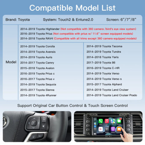 Wireless Carplay Android Auto For Toyota Yaris RAV4 Corolla Aygo Tacoma Camry... - Picture 2 of 6