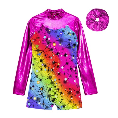 Girls Set Leotard Clothes Hair Tie Outfits Performance Jumpsuit Gymnastics - Picture 39 of 51