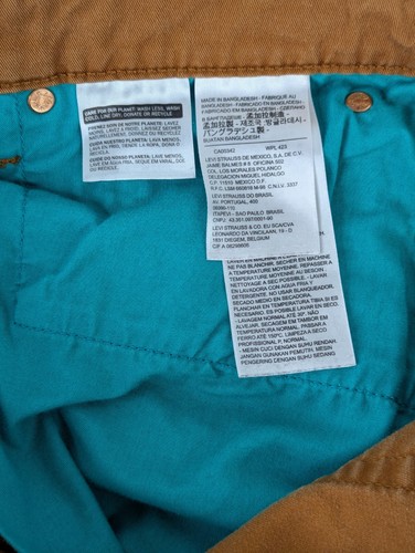 Levis 511 Slim Fit Jeans Mens 36x32 Burnt Orange Stretch Denim Cotton Blend - Picture 10 of 12