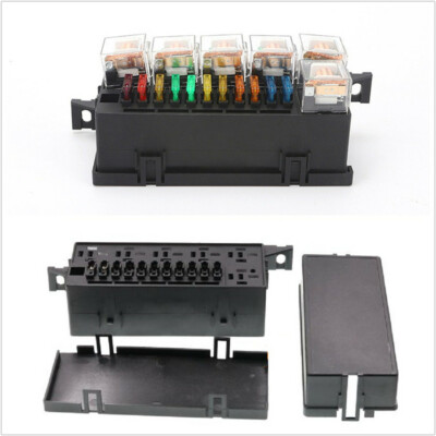 12V 80W Car SUV Relay Fuse Box w 6 Relays +11 Fuses w Waterproof Cover Universal