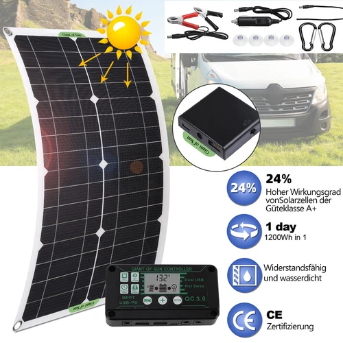 50W 12V Solarpanel Kit Solarmodul Auto Batterie Maintainer Solarzelle Ladegerät