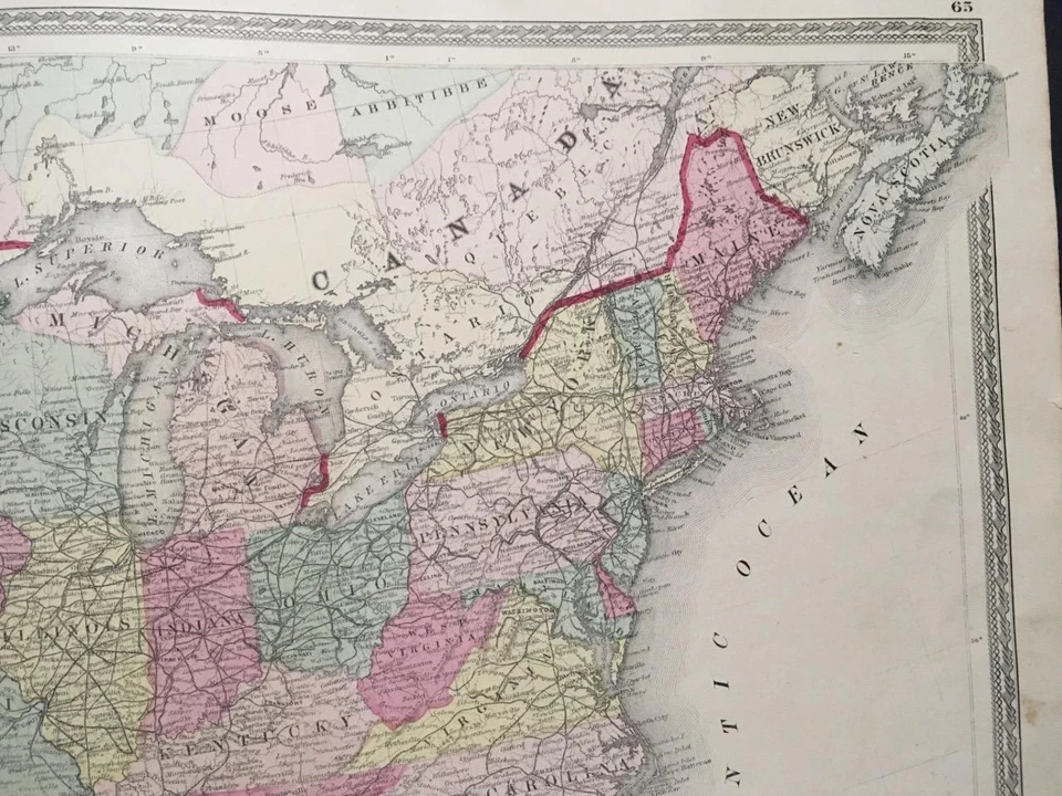 1872 MAP UNITED STATES, "LEWIS & CLARK & HELL'S GATE PASS" WARNER BEERS,RAILROAD - Image 4 of 4