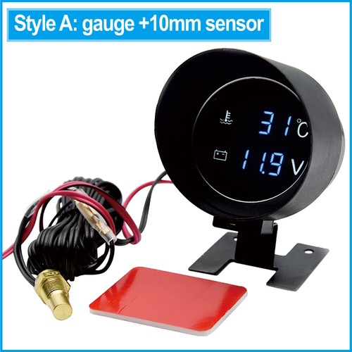 Round LED Digital Car Truck Water Temp Gauge Temperature Sensor + Volt Meter - Picture 12 of 12